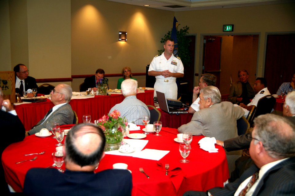US Navy 060907-N-3271W-001 Navy Recruiting District Denver Cmdr. David Copp speaks with members of the Salt Lake City Kiwanis organization