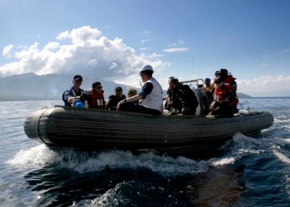 US Navy 061023-N-4953E-006 A visit, board, search, and seizure team assigned to guided-missile destroyer USS Stethem (DDG 63) and a Philippine Navy Special Operations Group (NAVSOG) prepare to perform Close Battle Combat (CBC) photo