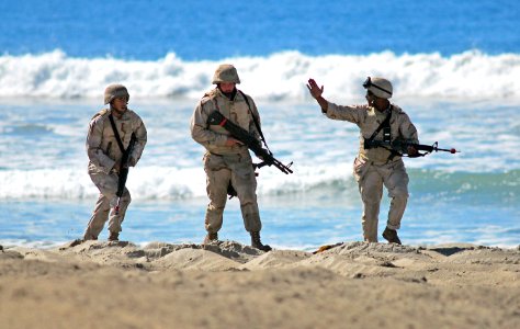 US Navy 061021-N-4774B-182 Sailors assigned to Beach Master Unit One (BMU-1) participate in training exercises designed to simulate real world scenarios photo