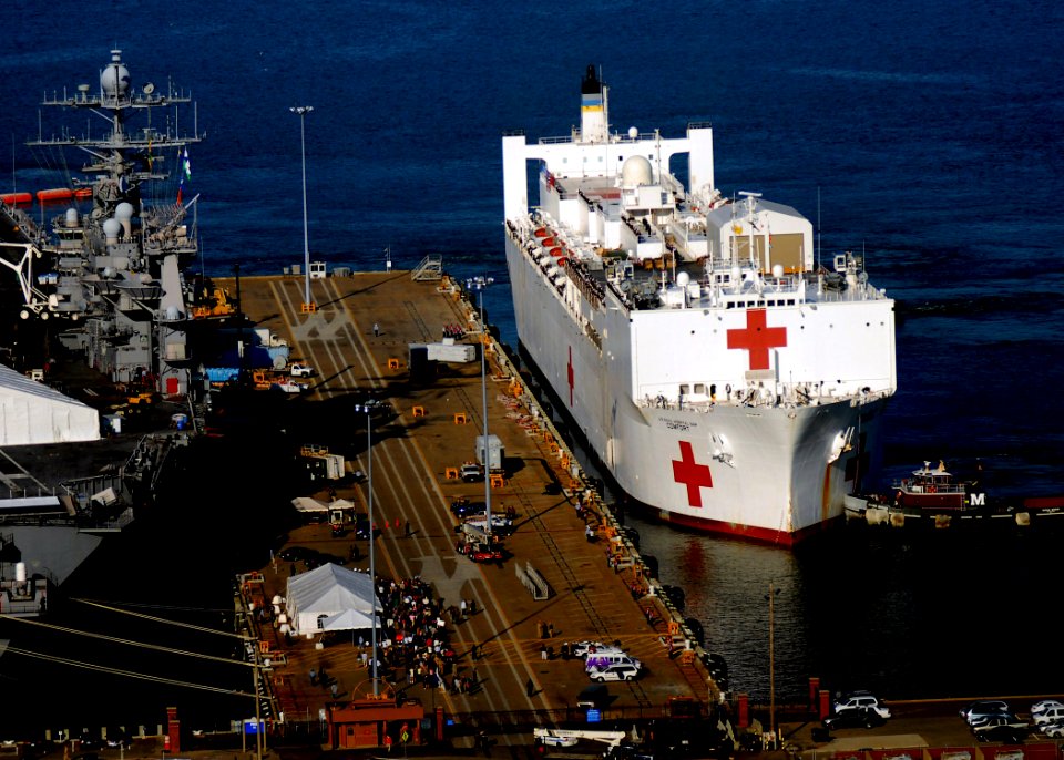 US Navy 071015-N-6278K-482 Military Sealift Command (MSC) hospital ship USNS Comfort (T-AH 20) arrives at Naval Station Norfolk after a four-month humanitarian deployment to 12 countries in Latin America and the Caribbean