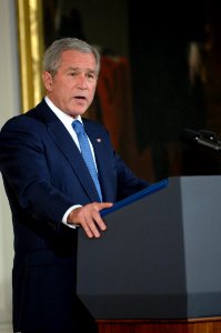 US Navy 071022-N-2653P-206 President George W. Bush delivers his remarks during the Medal of Honor ceremony recognizing the actions of Navy SEAL Lt. Michael Murphy