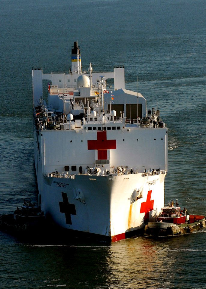 US Navy 071015-N-6278K-284 Military Sealift Command (MSC) hospital ship USNS Comfort (T-AH 20) arrives at Naval Station Norfolk after a four-month humanitarian deployment to 12 countries in Latin America and the Caribbean