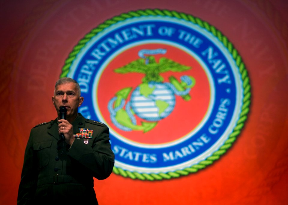 US Navy 071017-N-6932B-080 Commandant of the Marine Corps Gen. James Conway addresses the leaders of maritime forces from more than 90 different nations around the world at the 18th International Seapower Symposium