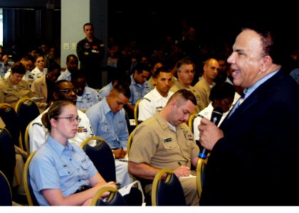 US Navy 071023-N-4049C-017 Dr. Samuel Betances, a diversity consultant, speaks to Sailors on board Naval Air Station Jacksonville during the Chief of Naval Operations sixth semi-annual fleet diversity council