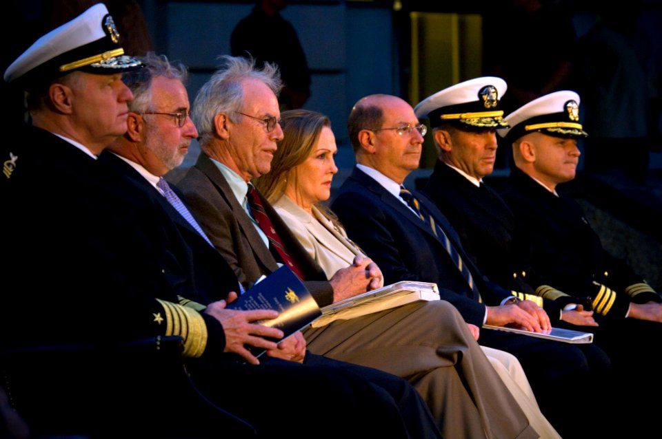 US Navy 071023-N-5319A-011 Daniel and Maureen Murphy, seated center, the parents of Navy SEAL Lt. Michael Murphy, attend their son's Medal of Honor Flag ceremony held at the United States Navy Memorial