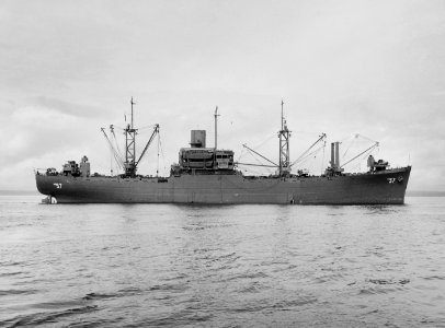 USS Capricornus (AKA-57) underway at low speed c1945