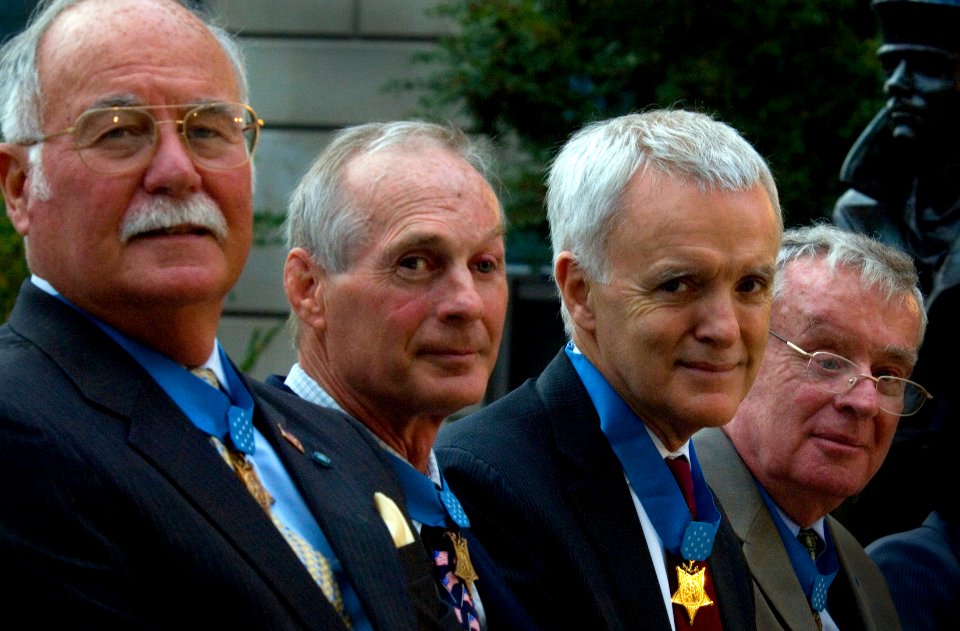 US Navy 071023-N-5319A-004 Former Medal of Honor awardees attend the Medal of Honor Flag ceremony recognizing the actions of Navy SEAL Lt. Michael Murphy held at the United States Navy Memorial