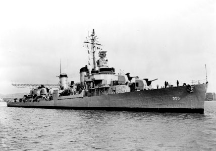 USS Capps (DD-550) off the San Francisco Naval Shipyard on 11 April 1957