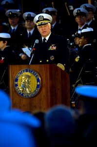 US Navy 071023-N-5319A-014 Chief of Naval Operations (CNO) Adm. Gary Roughead delivers his remarks during a Medal of Honor Flag ceremony recognizing the actions of Navy SEAL Lt. Michael Murphy held at the United States Navy Mem