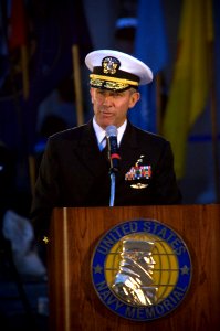 US Navy 071023-N-5319A-012 Vice Adm. Joseph Maguire, National Counterterrorism Center's Deputy Director for Strategic Operational Planning, delivers his remarks during a Medal of Honor Flag ceremony photo