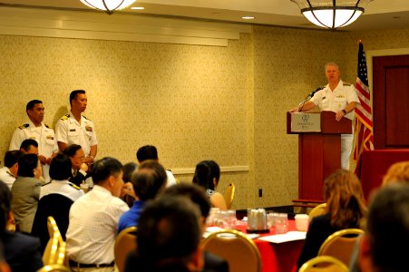 US Navy 090625-N-8273J-026 Chief of Naval Operations (CNO) Adm. Gary Roughead delivers remarks during the Naval Officers Mentorship Program (NOMA) Asian American Government Executives Network conference