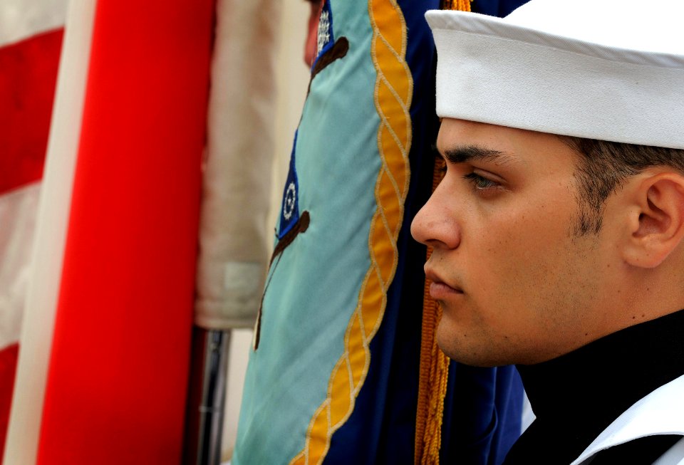 US Navy 090702-N-0807W-066 The color guard attached to USS Guardian (MCM 5) parade the colors