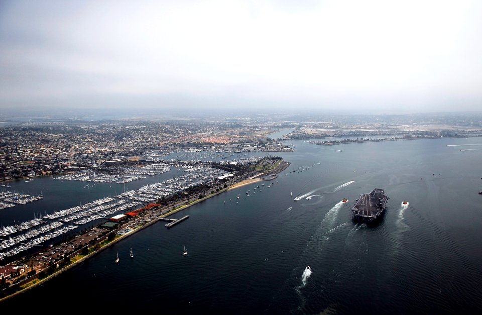 US Navy 090706-N-6538W-127 The aircraft carrier USS John C. Stennis (CVN 74) pulls into San Diego, Calif., to offload Carrier Air Wing (CVW) 9 before returning to homeport in Bremerton, Wash