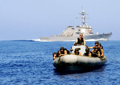US Navy 090706-N-9999X-001 A visit, board, search and seizure team from the guided-missile destroyer USS Laboon (DDG 58) conducts training in preparation for Operation Allied Protector, NATO's counter-piracy operation