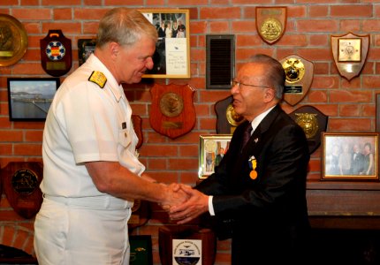US Navy 090705-N-8273J-043 Chief of Naval Operations (CNO) Adm. Gary Roughead thanks Mr. Yoshiro Ito after presenting Mr. Ito with the Distinguished Public Service Award