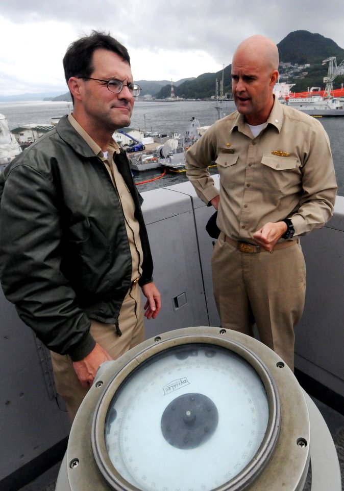 US Navy 090708-N-0807W-492 Vice Adm. John M. Bird, Commander, U.S. 7th Fleet, tours the San Antonio-class amphibious transport dock ship USS New Orleans (LPD 18) during a scheduled port visit