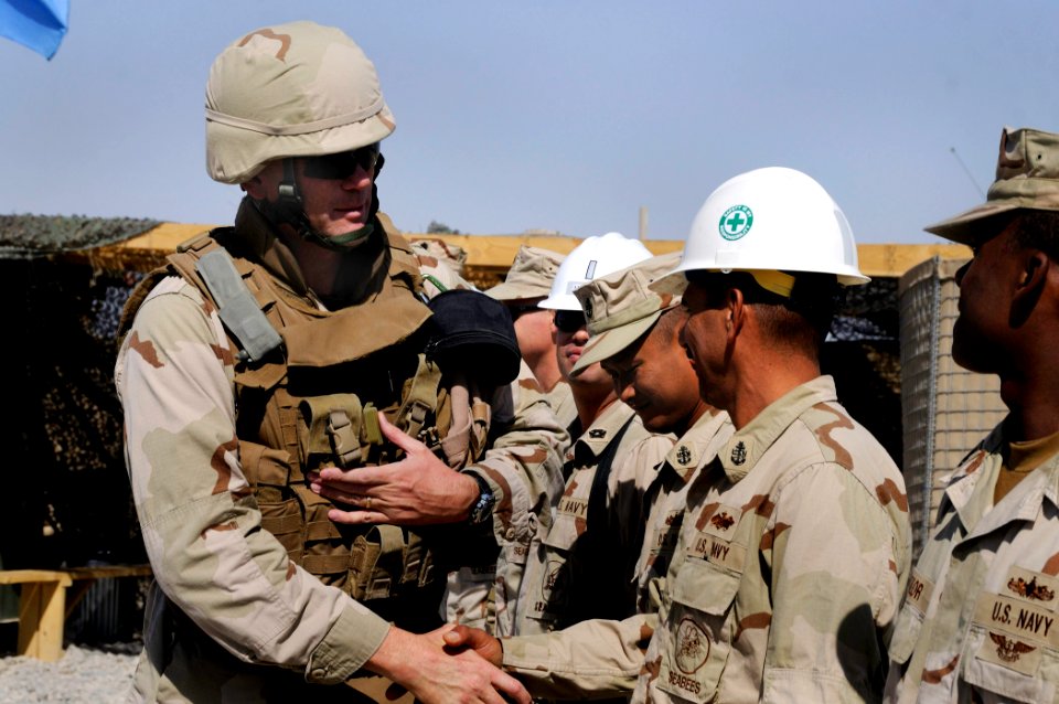 US Navy 100925-N-6436W-010 Cmdr. Glenn W. Hubbard, former commanding officer of Naval Mobile Construction Battalion (NMCB) 40, says his last good-b