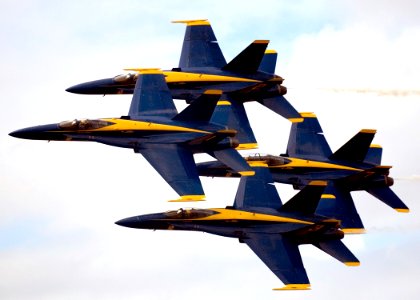 US Navy 100924-N-5476H-235 The U.S. Navy flight demonstration team, the Blue Angels, perform during the Kaneohe Bay Air Show 2010 at Marine Corps B