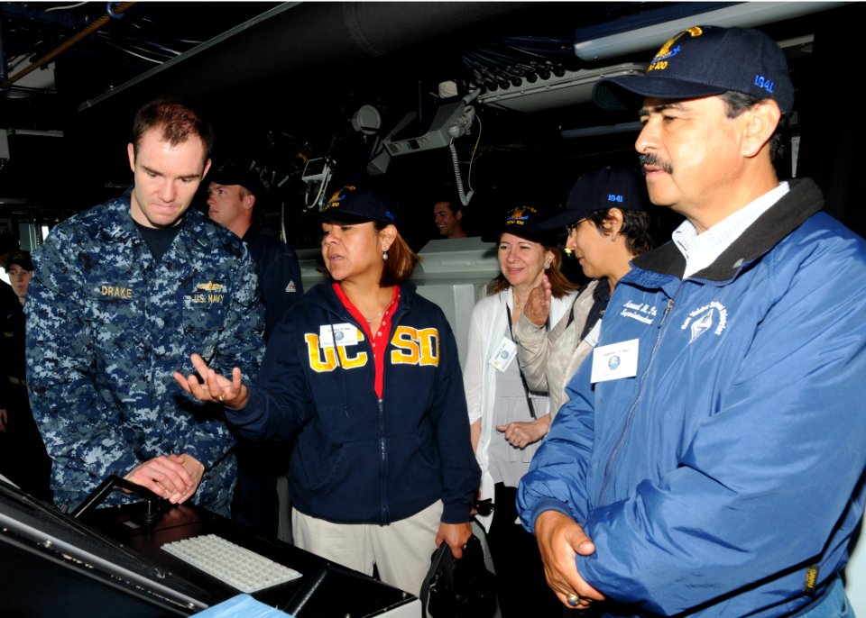 US Navy 100928-N-2259P-076 Lt. j.g. Sam Drake scorts members of the San Ysidro School District on a tour during a one-day embark as part of the Lea