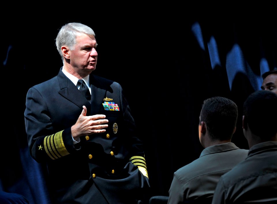 US Navy 100930-N-8273J-007 Chief of Naval Operations (CNO) Adm. Gary Roughead speaks with Sailors and Marines at the U.S Embassy in Canberra