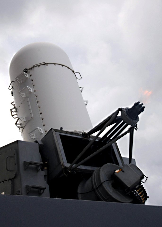 US Navy 100927-N-7680E-049 A Phalanx Close-in Weapons System (CWIS) is test fired aboard the multi-purpose amphibious assault ship USS Iwo Jima (LH