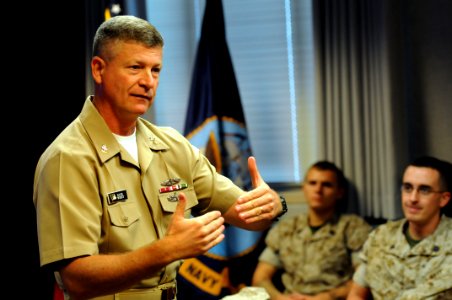 US Navy 101005-N-9818V-067 Master Chief Petty Officer of the Navy (MCPON) Rick West addresses Sailors attending the National Capital Region Religio