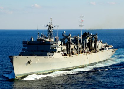 US Navy 101010-N-8913A-153 he Military Sealift Command fast combat support ship USNS Arctic (T-AOE 8) breaks away from the aircraft carrier USS Geo