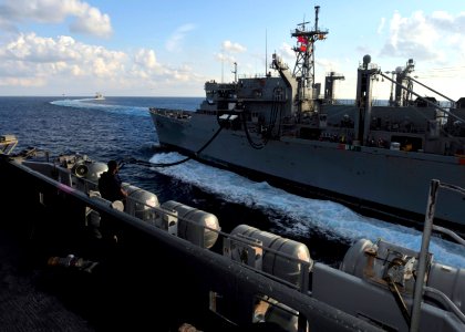 US Navy 101014-N-0569K-009 The Military Sealift Command fast combat support ship USNS Arctic (T-AOE 8) conducts an underway replenishment with the