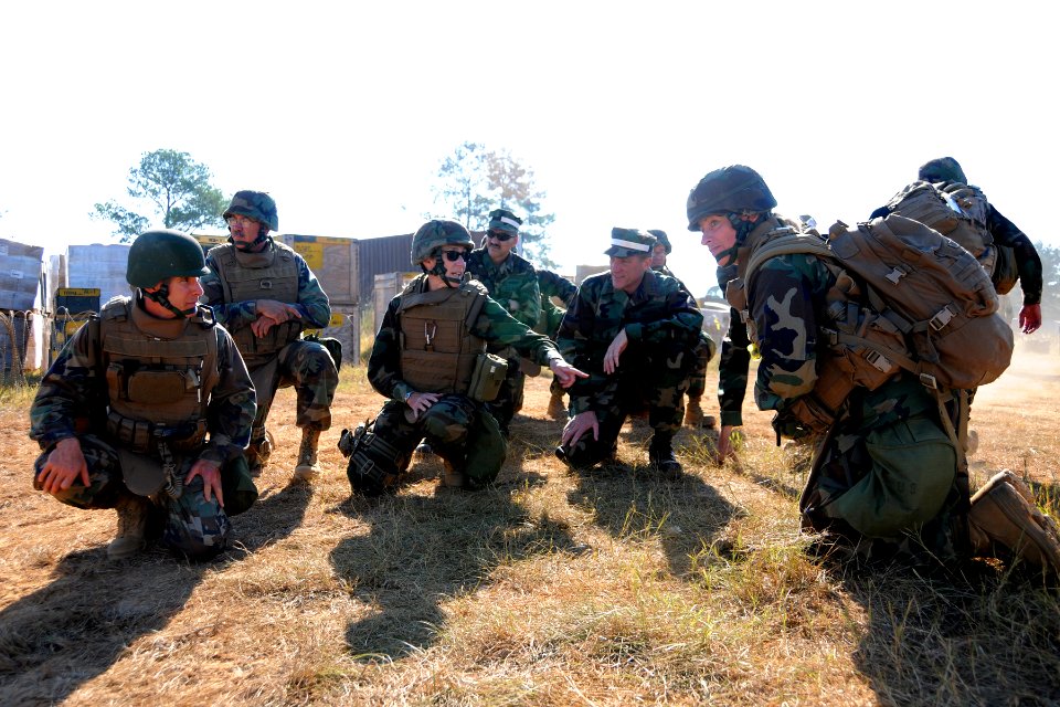 US Navy 101013-N-3013W-120 Cdr. Regina Marengo, commander of Naval Mobile Construction Battalion (NMCB) 26, gives an order during a simulated activ