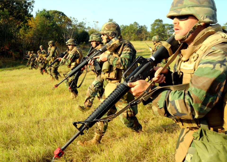 US Navy 101014-N-4440L-218 he air detail of Naval Mobile Construction Battalion (NMCB) 74 sweeps the area for hostile forces and potential threats