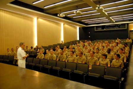 US Navy 101014-N-6736S-016 Rear Adm. Micheal J. Yurina, director of Strategic Planning and Communication, Submarine Warfare Division, delivers rema