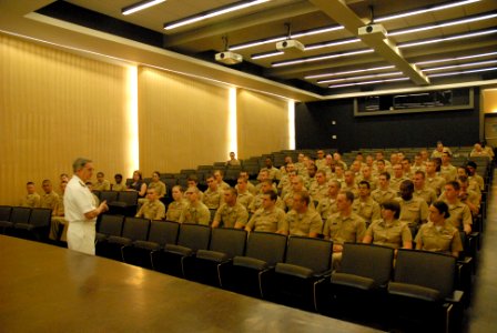 US Navy 101014-N-6736S-016 Rear Adm. Micheal J. Yurina, director of Strategic Planning and Communication, Submarine Warfare Division, delivers rema photo