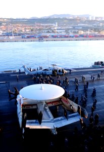 US Navy 111129-N-QL471-112 Sailors conduct a foreign object debris (FOD) walk down on the flight deck of the aircraft carrier USS George H.W. Bush