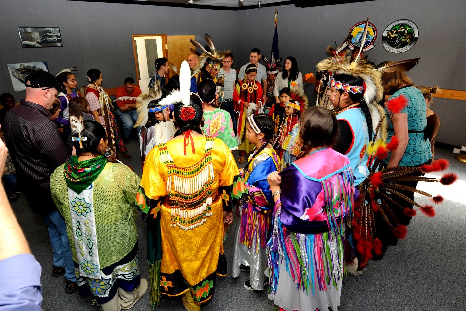 US Navy 111123-N-PD773-091 A cultural dance group, Soaring Eagles, performs traditional dances