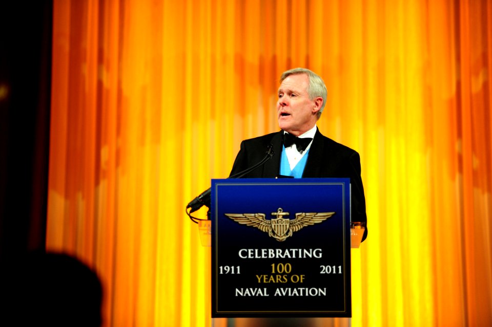 US Navy 111201-N-KV696-383 Secretary of the Navy (SECNAV) the Honorable Ray Mabus delivers remarks during the Centennial of Naval Aviation Commemor