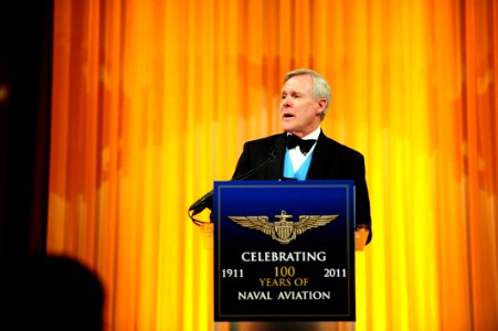 US Navy 111201-N-KV696-383 Secretary of the Navy (SECNAV) the Honorable Ray Mabus delivers remarks during the Centennial of Naval Aviation Commemor photo