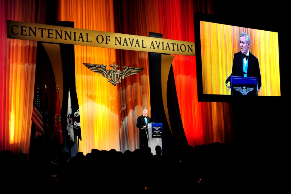 US Navy 111201-N-KV696-362 Secretary of the Navy (SECNAV) the Honorable Ray Mabus delivers remarks during the Centennial of Naval Aviation Commemor