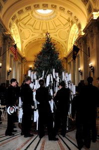 US Navy 111129-N-OA833-001 U.S. Naval Academy Midshipmen gather around the Giving Tree in Bancroft Hall