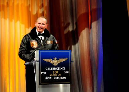 US Navy 111201-N-KV696-448 Chief of Naval Operations (CNO) Adm. Jonathan W. Greenert delivers remarks during the Centennial of Naval Aviation Comme photo