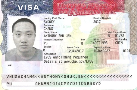 USA 10-year visa issued to Chinese citizen