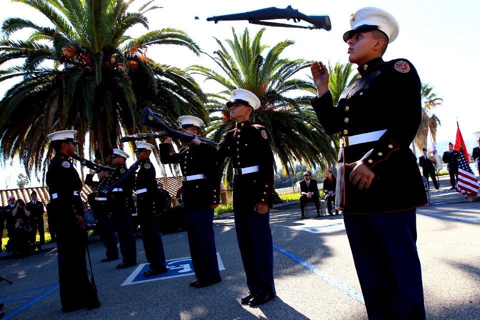 US Navy 111207-N-HW977-625 Members of the U.S. Marine Corps Junior ROTC Silent Drill Team perform during the 5th annual Pearl Harbor Commemorative