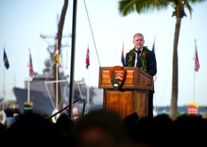 US Navy 111207-N-AC887-001 Secretary of the Navy (SECNAV) the Honorable Ray Mabus delivers remarks during a ceremony commemorating the 70th anniver