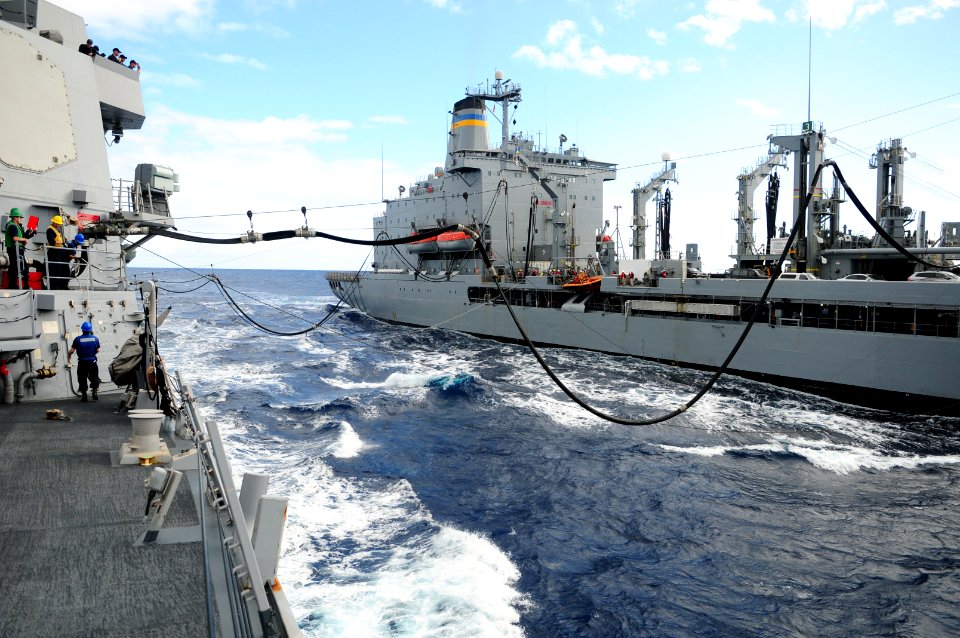 US Navy 111206-N-ZF681-520 The Military Sealift Command fleet replenishment oiler USNS Guadalupe (T-AO 200) and the guided-missile destroyer USS Ha
