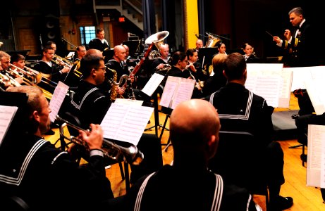 US Navy 111204-N-CD297-008 Lt. Patrick Sweeten, band director of U.S. Navy Band Great Lakes, leads the ensemble as they perform during the band's W
