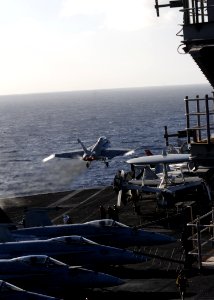 US Navy 111207-N-YC505-015 A Jet launches from the flight deck of the aircraft carrier