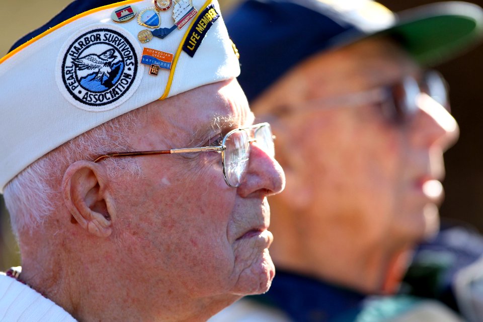 US Navy 111207-N-HW977-124 Navy veterans and Pearl Harbor survivors John Busma, left, a machinist's mate 1st class aboard the repair ship USS Medus