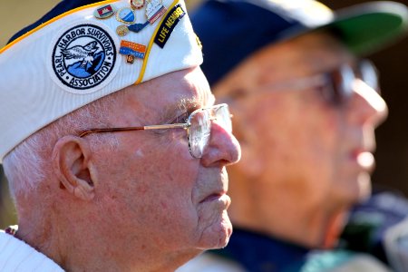 US Navy 111207-N-HW977-124 Navy veterans and Pearl Harbor survivors John Busma, left, a machinist's mate 1st class aboard the repair ship USS Medus