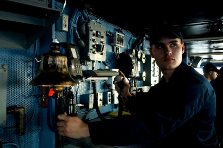 US Navy 111212-N-TZ605-208 Boatswain's Mate 3rd Class Daniel Dulin, assigned to the deck department aboard the Nimitz-class aircraft carrier USS C