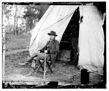 Warrenton, Virginia. General Judson Kilpatrick. (Seated by tent) LOC cwpb.00983
