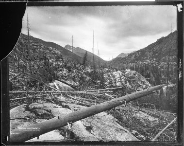 Wasatch Mountain near Ogden, Utah, U.S. Geological Survey camp in foreground. - NARA - 517693